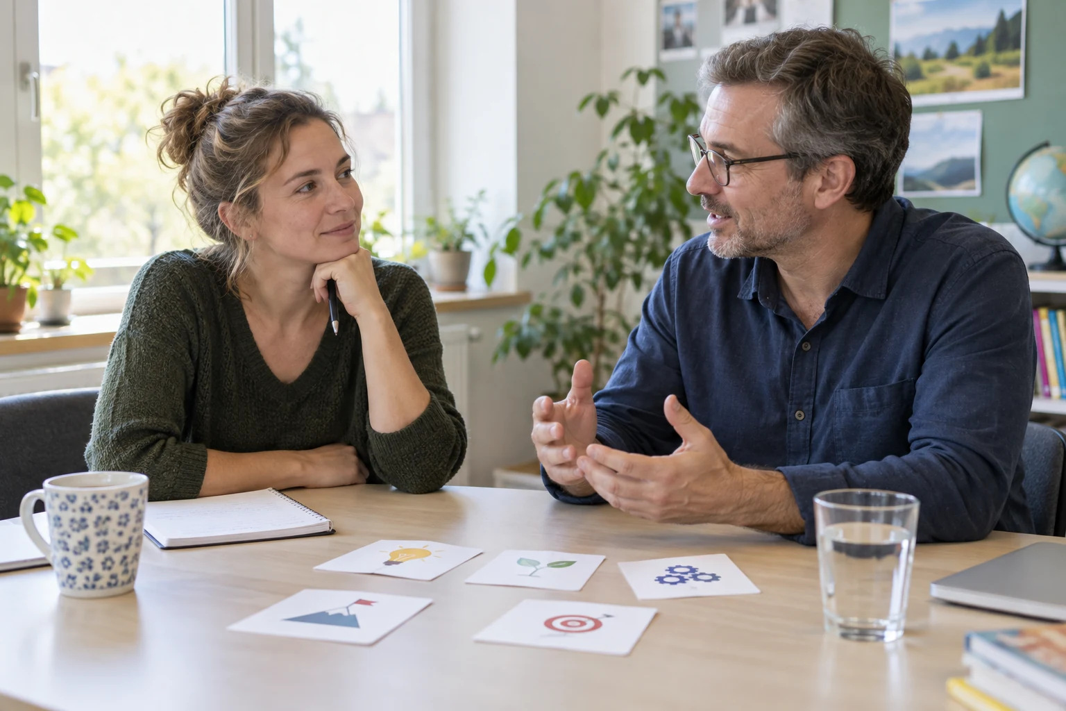 Eine Teilnehmerin wertet ihre praktischen Erfahrungen mit einer Begleitperson aus.